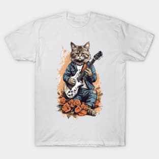 Serious Guitarist Cat T-Shirt